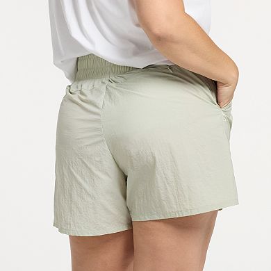 Plus Size FLX Buckle-Front Twill Shorts