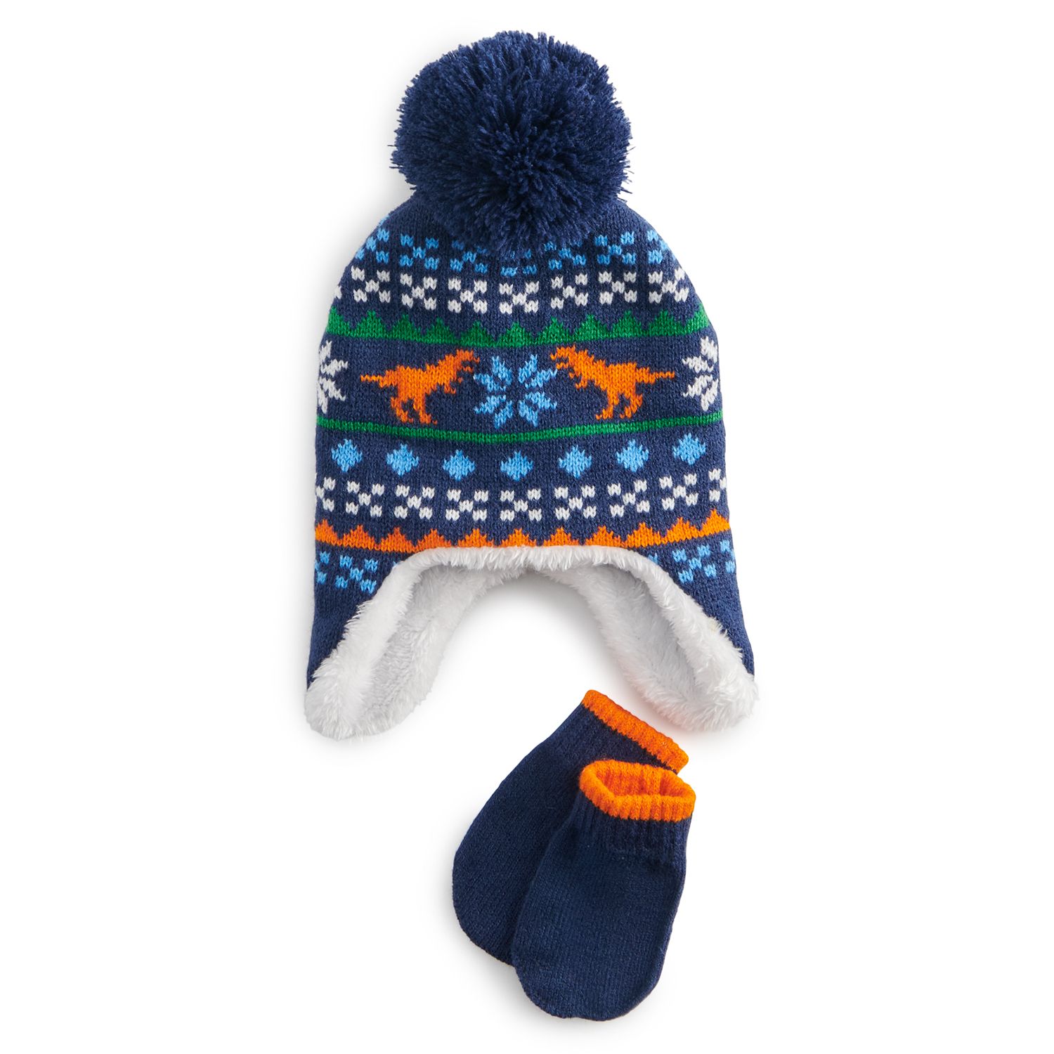 dinosaur hat and mittens set