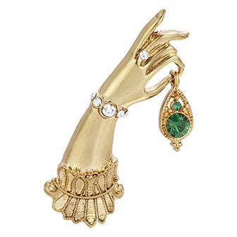 1928 Gold Tone Simulated Crystal Lady's Hand Pin