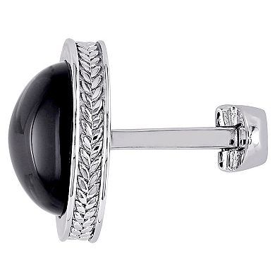 Stella Grace Sterling Silver Black Onyx Braided Accent Cufflinks