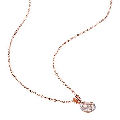 Stella Grace 18k Rose Gold Over Silver 1/6 Carat T.W Diamond & Morganite Earring & Pendant Necklace Set
