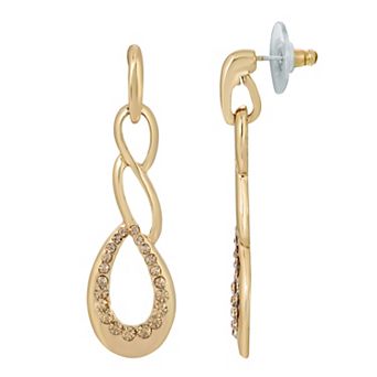 1928 Gold Tone Light Topaz Color Simulated Crystal Drop Earrings