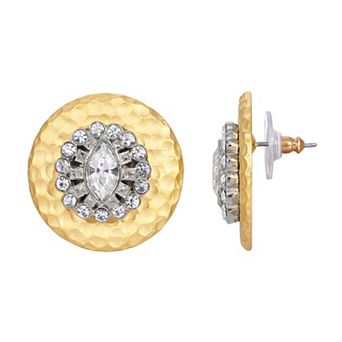 1928 Gold Tone Crystal Stud Earrings