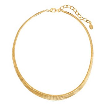 1928 Gold Tone Omega Mesh Collar Necklace