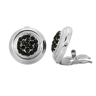 1928 Silver Tone Black Crystal Pave Button Covers