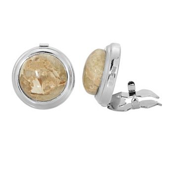 1928 Silver Tone Riverstone Round Button Covers