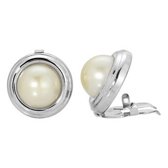 1928 Silver Tone Simulated Pearl Round Button Covers