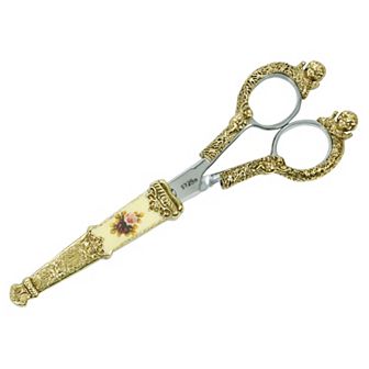 1928 Two Tone Flower Scissor Holder & Scissors Set