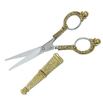 1928 Two Tone Flower Scissor Holder & Scissors Set