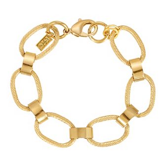 1928 Gold Tone Textured Large Link Bracelet