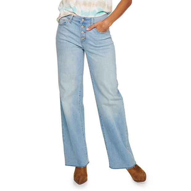 Women's Sonoma Goods For Life® Fray-Hem Wide-Leg High-Waisted Jeans