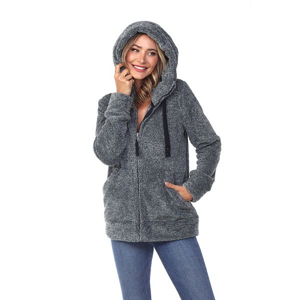 Women's White Mark Hooded Sherpa Jacket