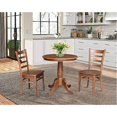 International Concepts Round Pedestal Dining Table & Emily Dining Chair 3-piece Set