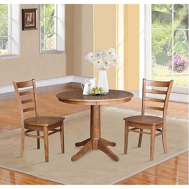 International Concepts Round Dining Table & Emily Dining Chair 3-piece Set