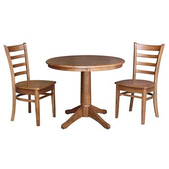 International Concepts Round Dining Table & Emily Dining Chair 3 pc Set