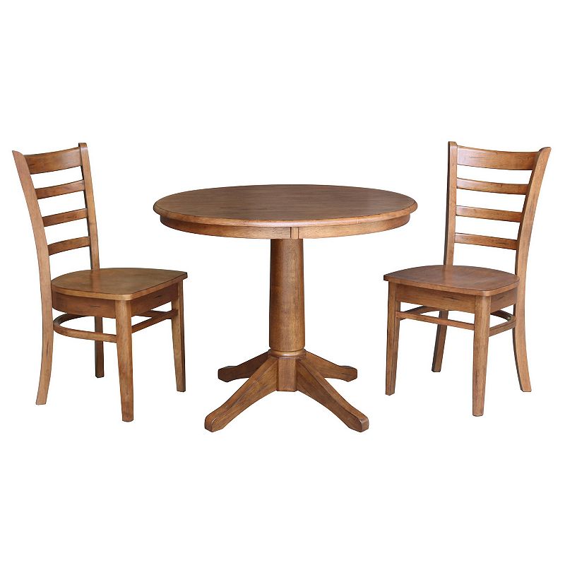 International Concepts Round Dining Table & Emily Dining Chair 3-piece Set,