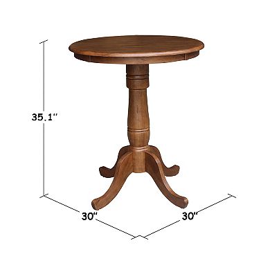 30" Round Top Pedestal Counter Height Dining Table