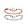 PRIMROSE Two Tone Sterling Silver V-Shaped Ring Duo Set