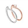 PRIMROSE Two Tone Sterling Silver V-Shaped Ring Duo Set