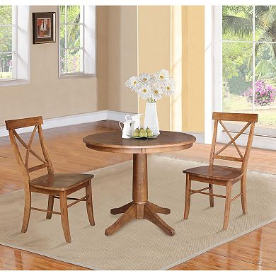 International Concepts Round Dining Table & Dining Chair 3-piece Set