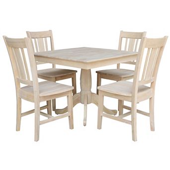 International Concepts Square Pedestal Dining Table & Chair 5 pc Set
