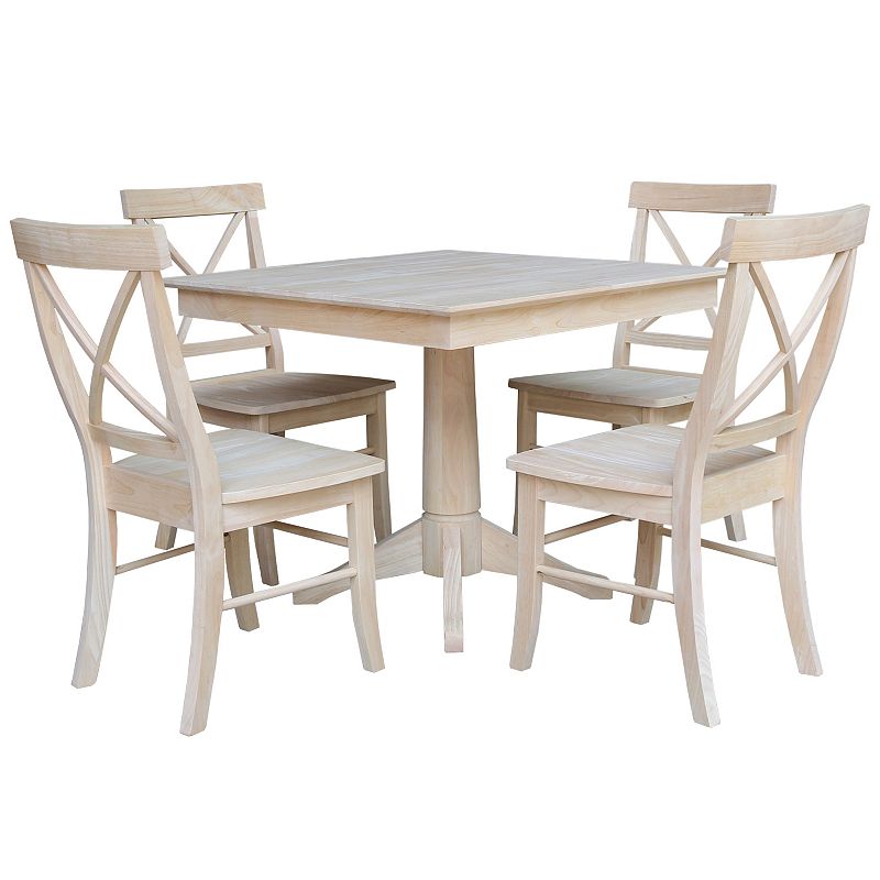 International Concepts Square Dining Table & X-Back Chair 5-piece Set, Mult