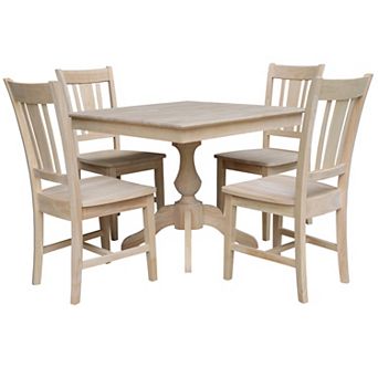 International Concepts Square Pedestal Dining Table & Chair 5 pc Set