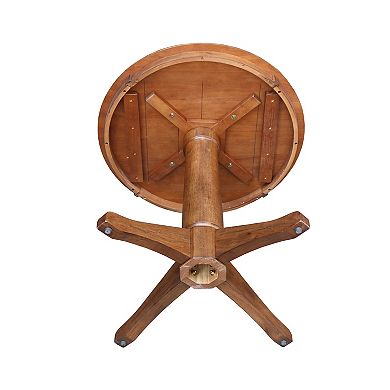 International Concepts Round Pedestal Distressed Oak Finish Dining Table