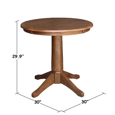 International Concepts Round Pedestal Distressed Oak Finish Dining Table