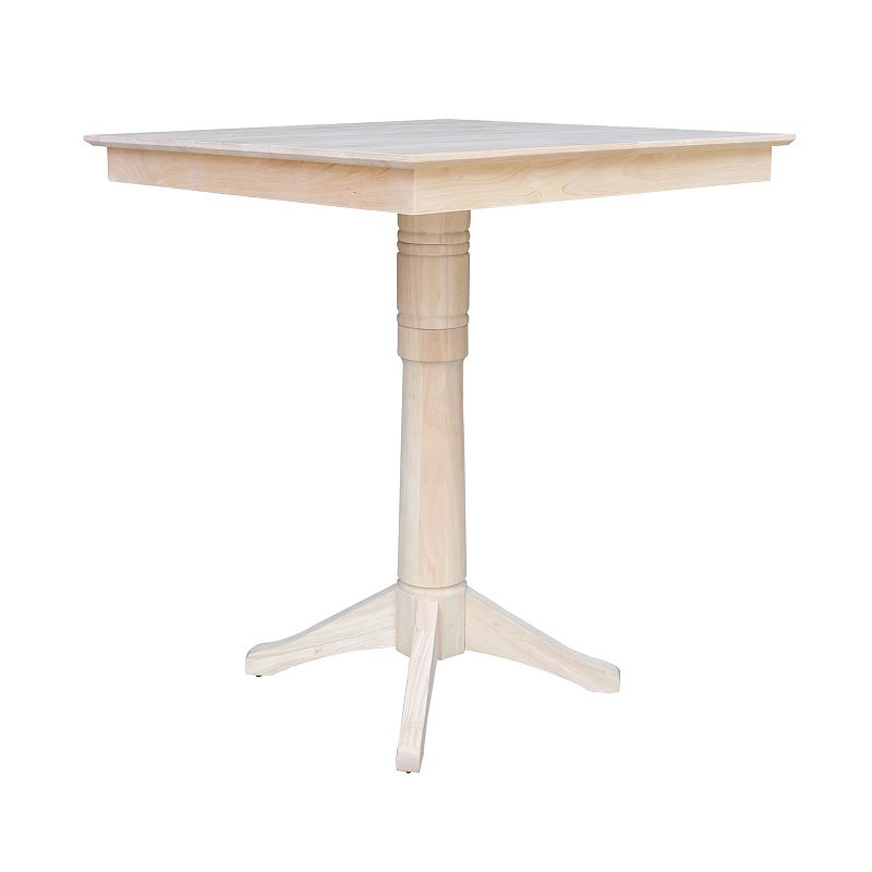 International Concepts Square Pedestal Bar Height Dining Table, Multicolor