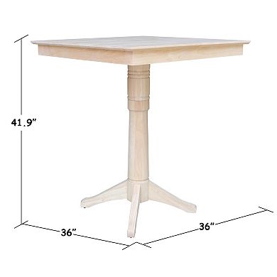 International Concepts Square Pedestal Bar Height Dining Table
