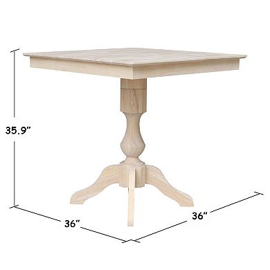 International Concepts Square Pedestal Counter Height Dining Table