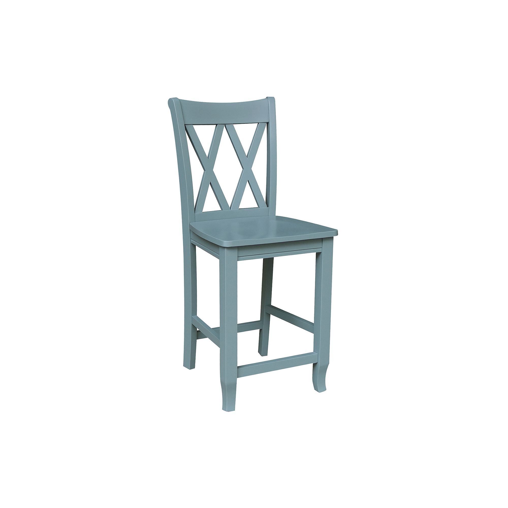 International Concepts X-Back Solid Hardwood Counter Stool, Smoked Blue