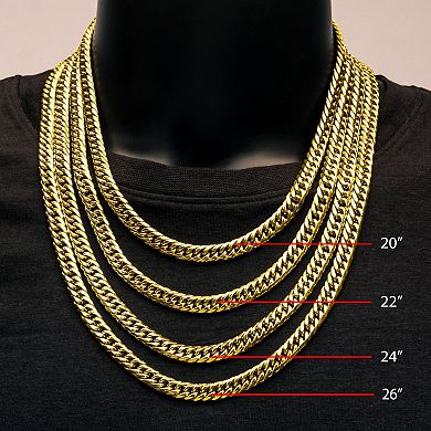 18k Gold Over Stainless Steel 8 mm Curb Chain Necklace