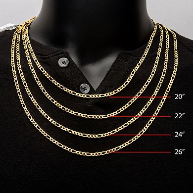 18k Gold Over Stainless Steel Figaro Chain Necklace