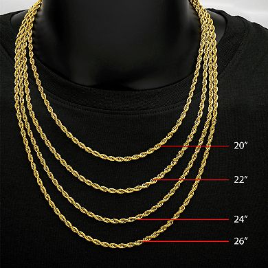 18k Gold Over Stainless Steel Rope Chain Necklace