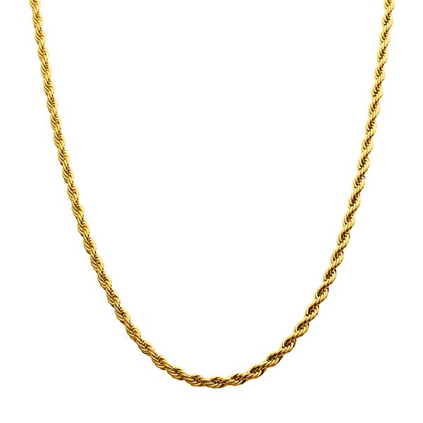 18k Gold Over Stainless Steel Rope Chain Necklace