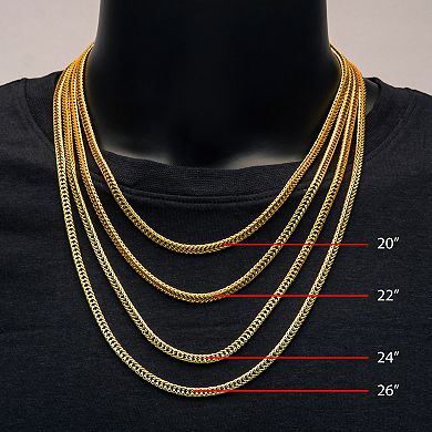 18k Gold Over Stainless Steel 4 mm Foxtail Chain Necklace