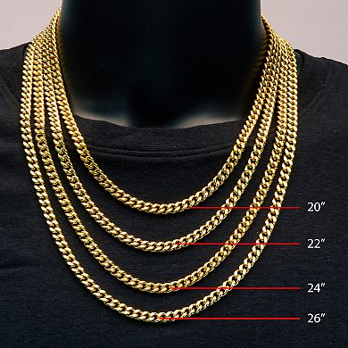 18k Gold Over Stainless Steel Miami Cuban Chain Necklace