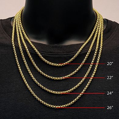 18k Gold Over Stainless Steel 4 mm Box Chain Necklace