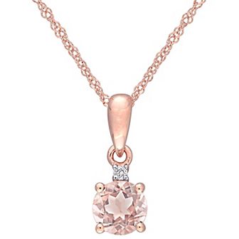 Stella Grace 10k Rose Gold Morganite & Diamond Accent Drop Pendant Necklace