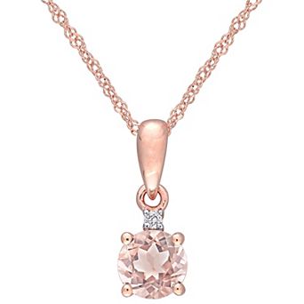 Stella Grace 10k Rose Gold Morganite & Diamond Accent Drop Pendant Necklace