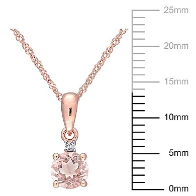 Stella Grace 10k Rose Gold Morganite & Diamond Accent Drop Pendant Necklace