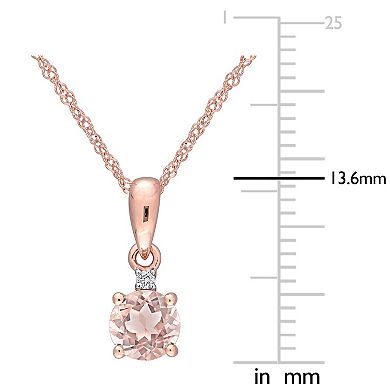 Stella Grace 10k Rose Gold Morganite & Diamond Accent Drop Pendant Necklace