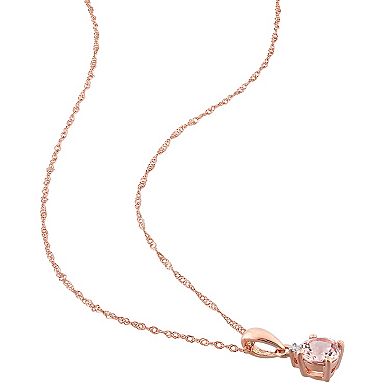 Stella Grace 10k Rose Gold Morganite & Diamond Accent Drop Pendant Necklace