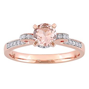 Stella Grace 14k Rose Gold Morganite & 1/4 Carat T.W. Diamond Ribbon Engagement Ring