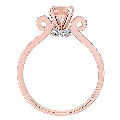 Stella Grace 14k Rose Gold Morganite & 1/4 Carat T.W. Diamond Ribbon Engagement Ring