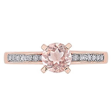 Stella Grace 14k Rose Gold Morganite & 1/4 Carat T.W. Diamond Ribbon Engagement Ring