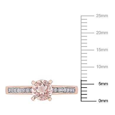 Stella Grace 14k Rose Gold Morganite & 1/4 Carat T.W. Diamond Ribbon Engagement Ring