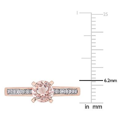 Stella Grace 14k Rose Gold Morganite & 1/4 Carat T.W. Diamond Ribbon Engagement Ring